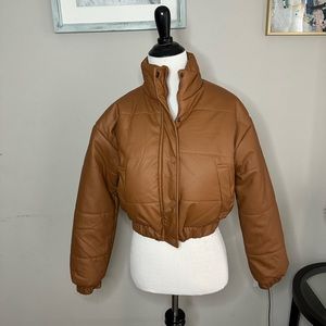 Leather Puffer Jacket size Small